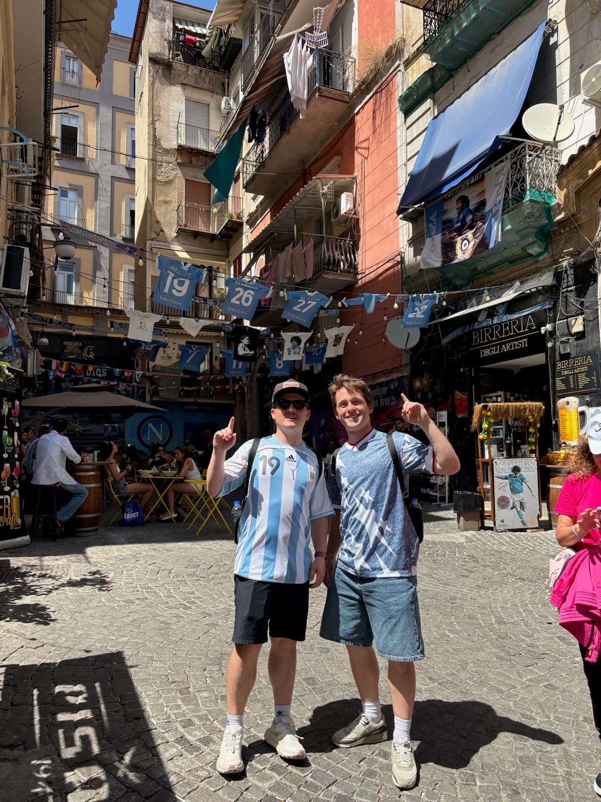 In Naples, Italy wearing Argentina jerseys