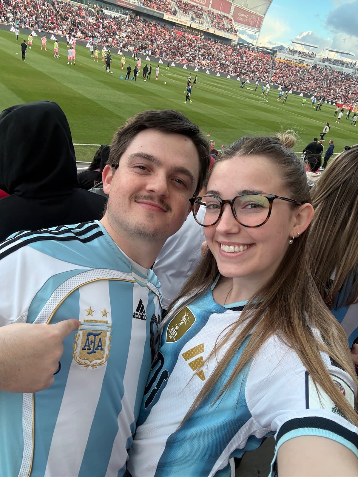 Jett and his wife at an Argentina soccer match