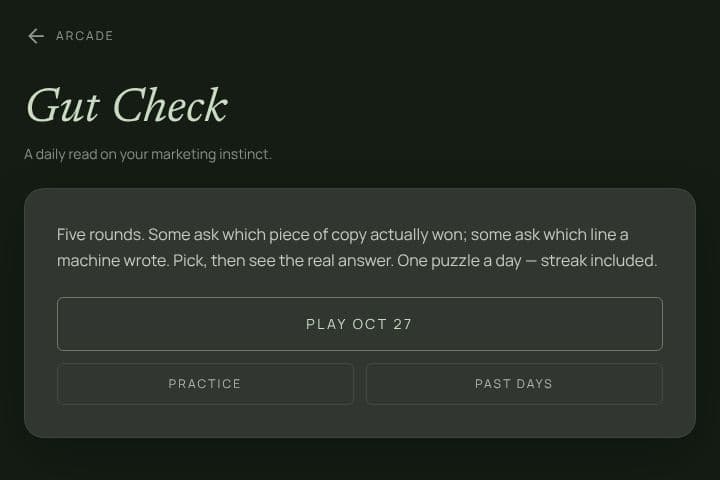 The Gut Check daily marketing quiz